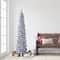 6ft. Pre-Lit Flocked Blue Artificial Alpine Pencil Christmas Tree, Clear Lights